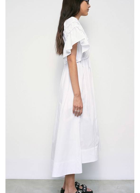 VESTIDO VAINILLA MANGAS ABULLONADAS