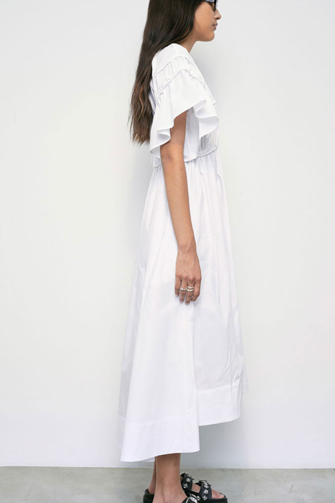 VESTIDO VAINILLA MANGAS ABULLONADAS