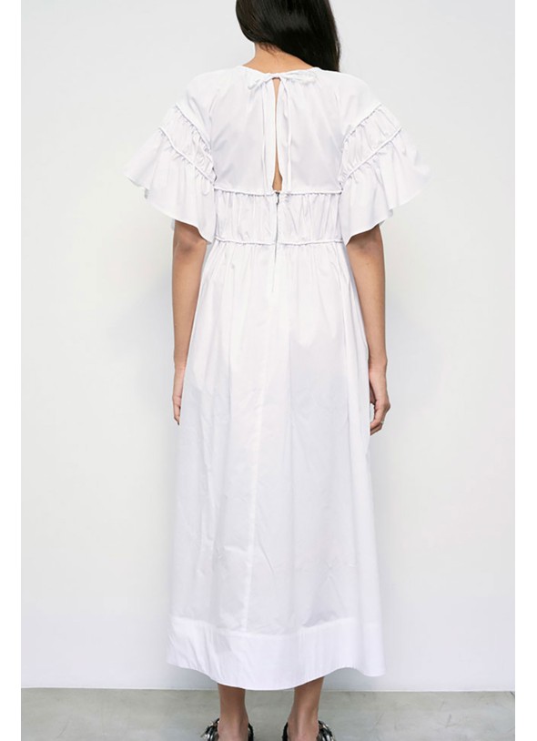 VESTIDO VAINILLA MANGAS ABULLONADAS