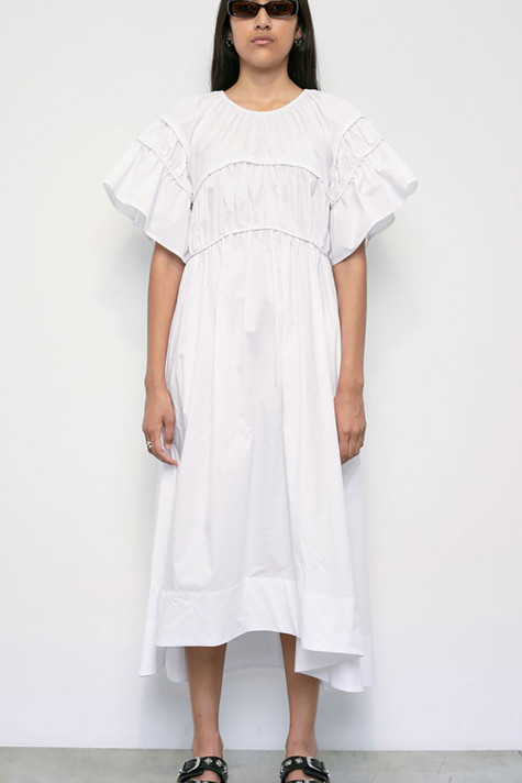 VESTIDO VAINILLA MANGAS ABULLONADAS