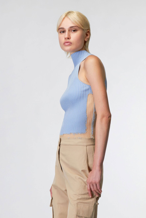 CAMISETA PUNTO CELESTE