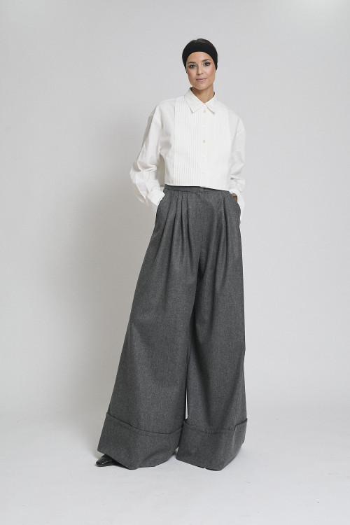 PANTALON SAMURAI LANA GRIS