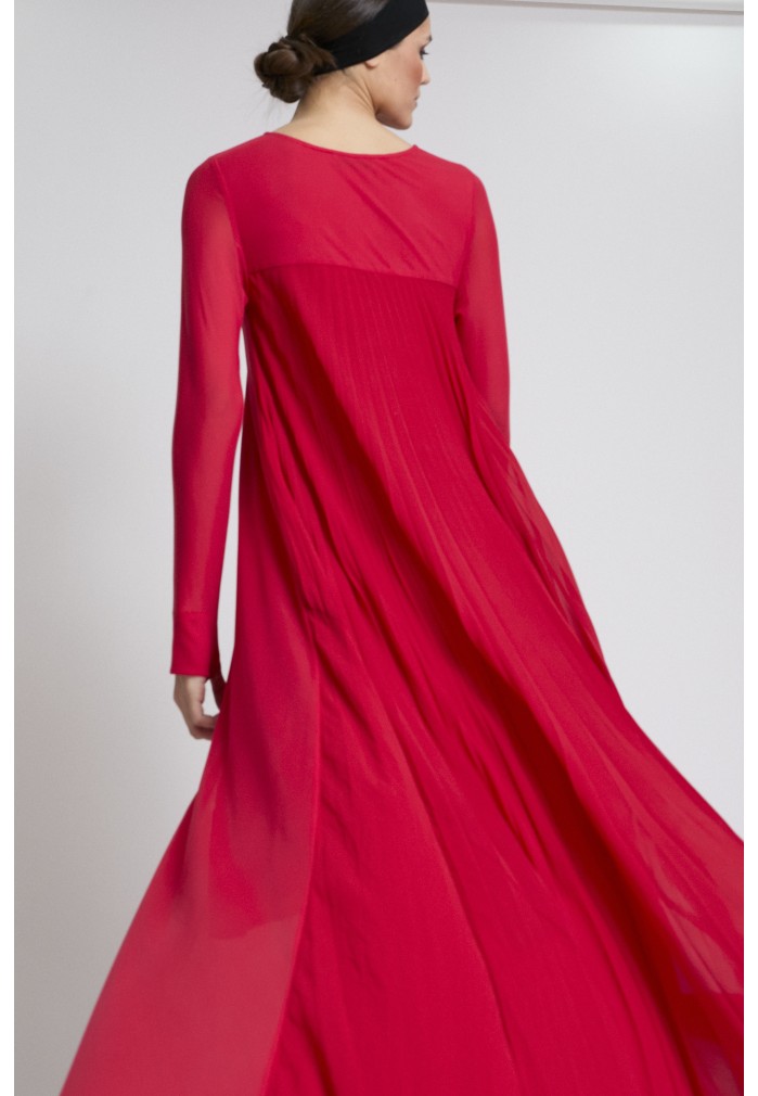VESTIDO ESPALDA PLISADA ROJO 2