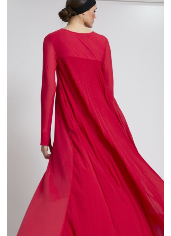 VESTIDO ESPALDA PLISADA ROJO