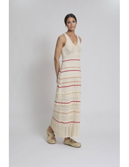 VESTIDO CRUDO CON BORDADOS