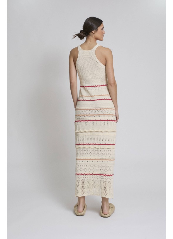 VESTIDO CRUDO CON BORDADOS