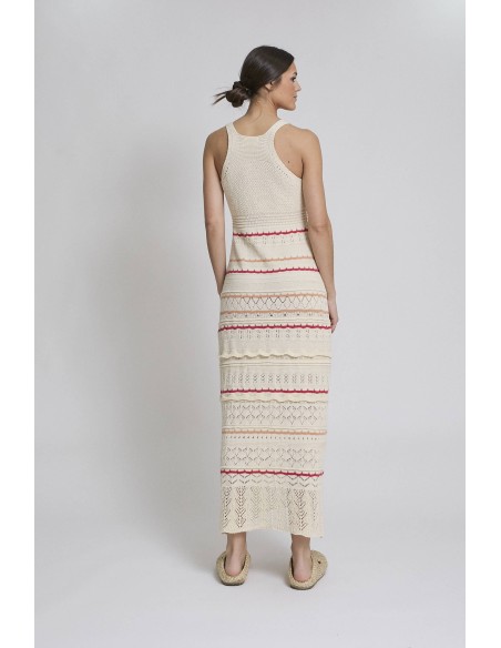 VESTIDO CRUDO CON BORDADOS