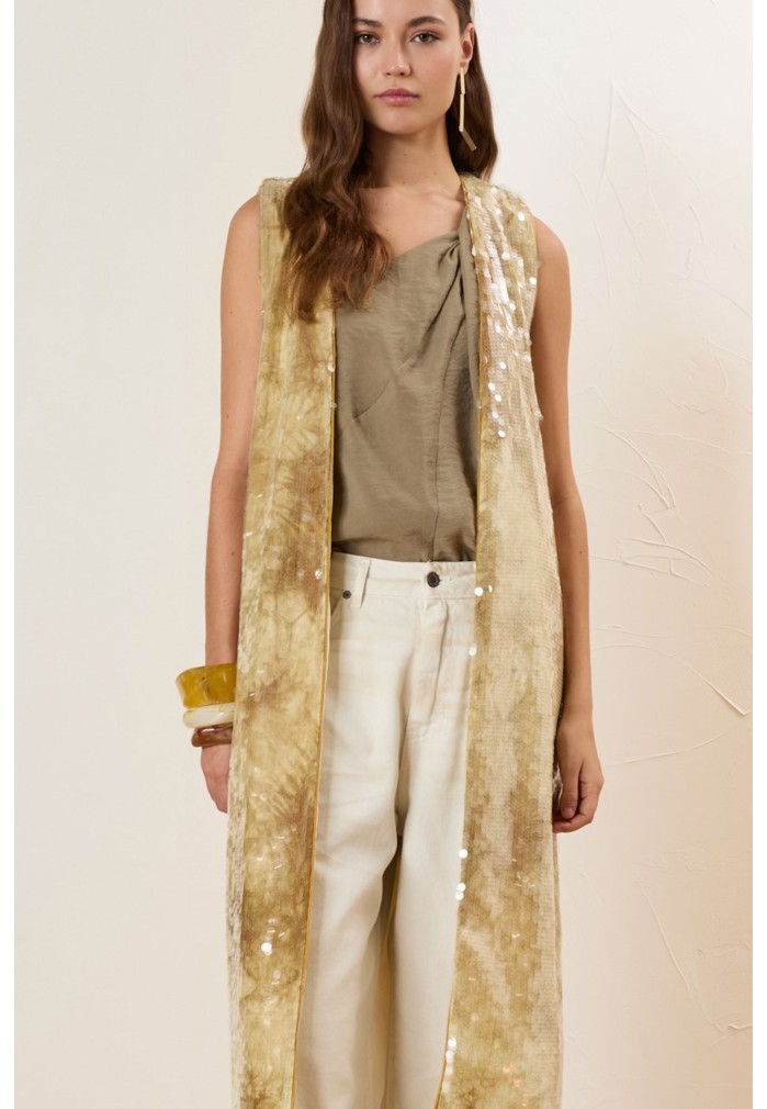 CHALECO LARGO LENTEJUELAS