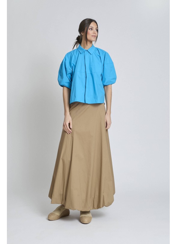 CAMISA MANGA CORTA ABULLONADA AZUL