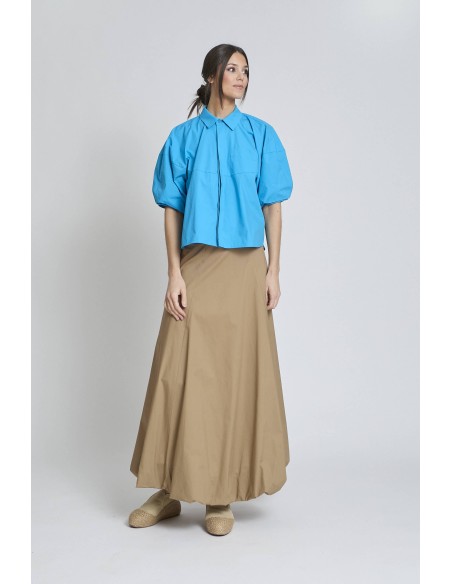 CAMISA MANGA CORTA ABULLONADA AZUL