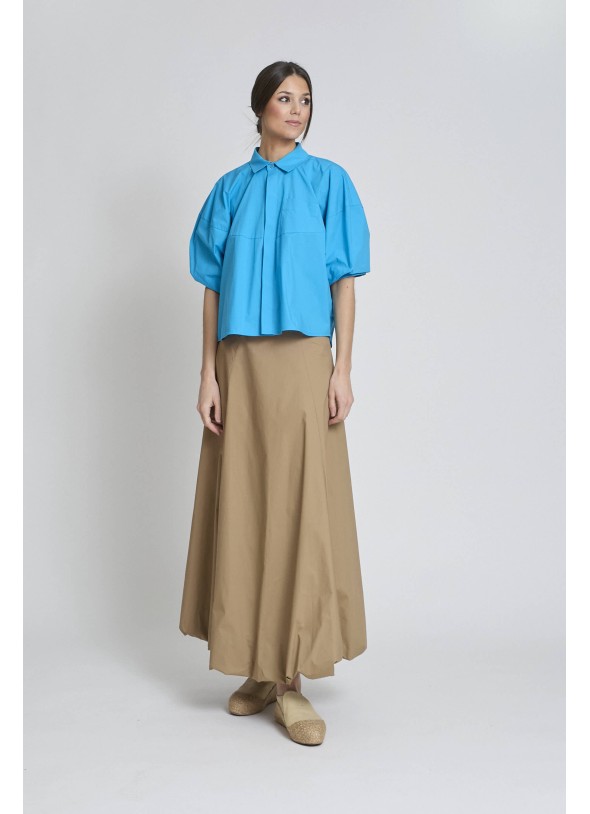 CAMISA MANGA CORTA ABULLONADA AZUL