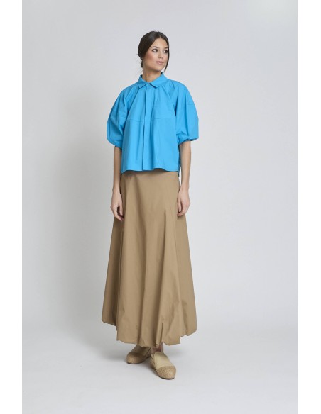 CAMISA MANGA CORTA ABULLONADA AZUL