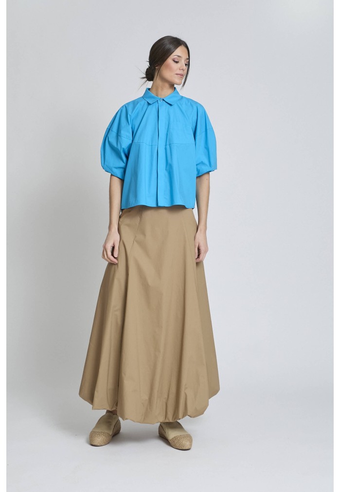 CAMISA MANGA CORTA ABULLONADA AZUL