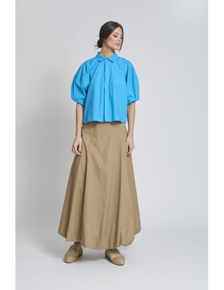 CAMISA MANGA CORTA ABULLONADA AZUL