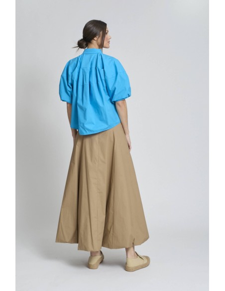 CAMISA MANGA CORTA ABULLONADA AZUL