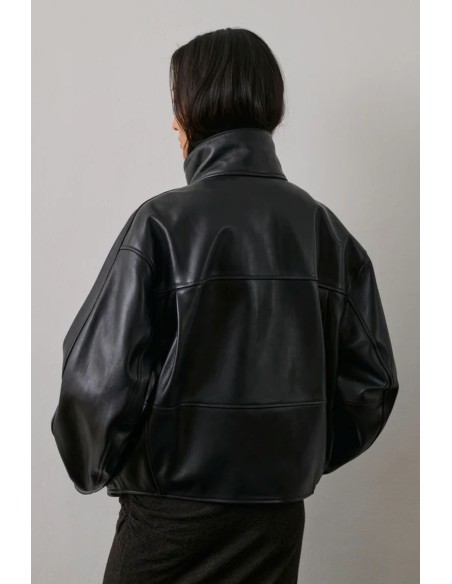 CHAQUETA NEGRA CUERO GAMMA