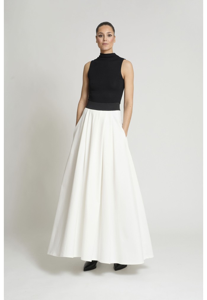 FALDA BLANCA CINTURA NEGRA