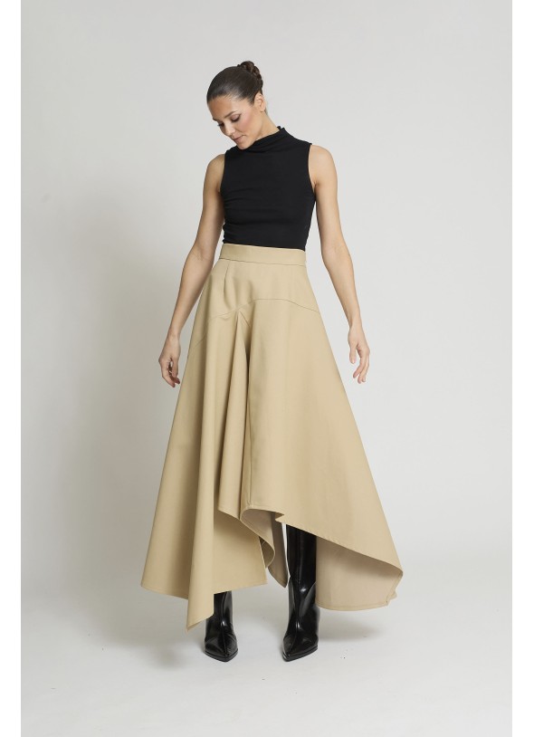 FALDA AIUR GABARDINA BEIGE