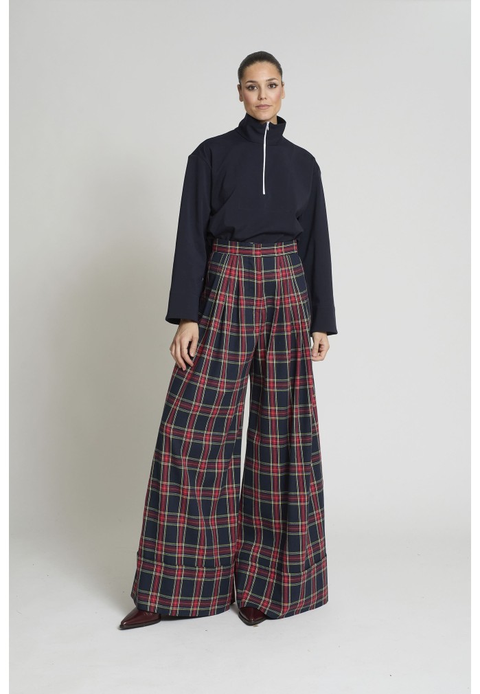 PANTALON SAMURAY TARTAN MARINO