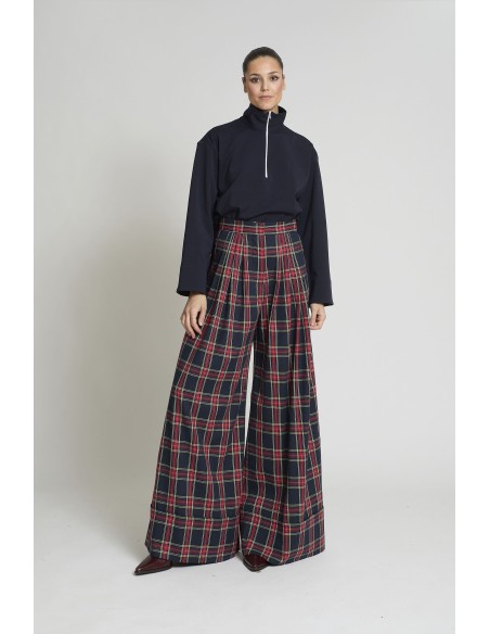 PANTALON SAMURAY TARTAN MARINO