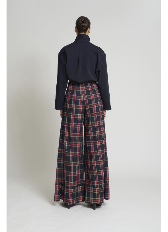 PANTALON SAMURAY TARTAN MARINO