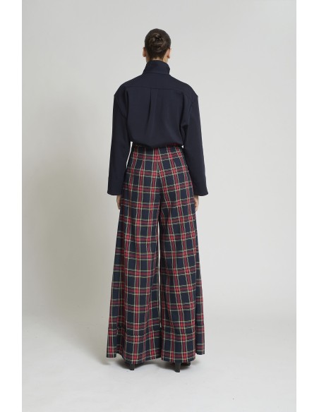 PANTALON SAMURAY TARTAN MARINO