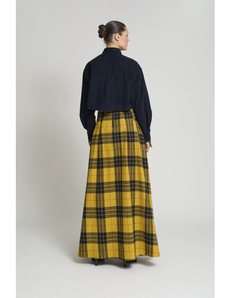 FALDA ROSA CUADROS AMARILLOS