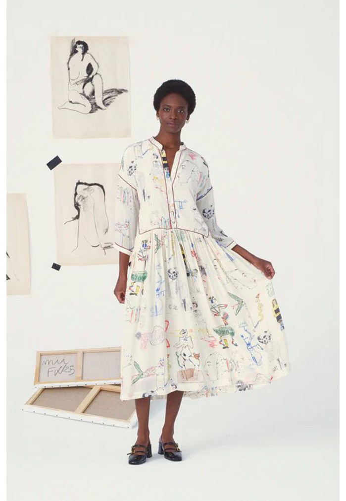 VESTIDO FLECOS CREMA 2