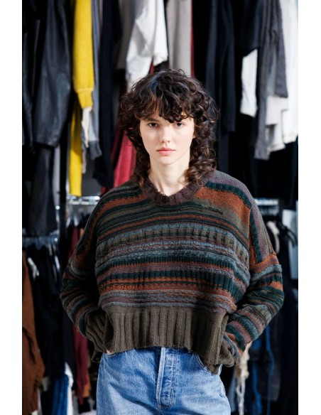 MAXI JERSEY RAYAS MARRONES KAKI