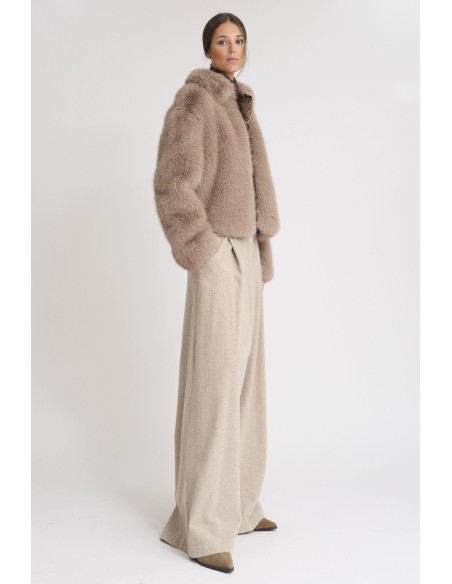 ABRIGO CORTO PIEL ECOLOGICO NATURAL