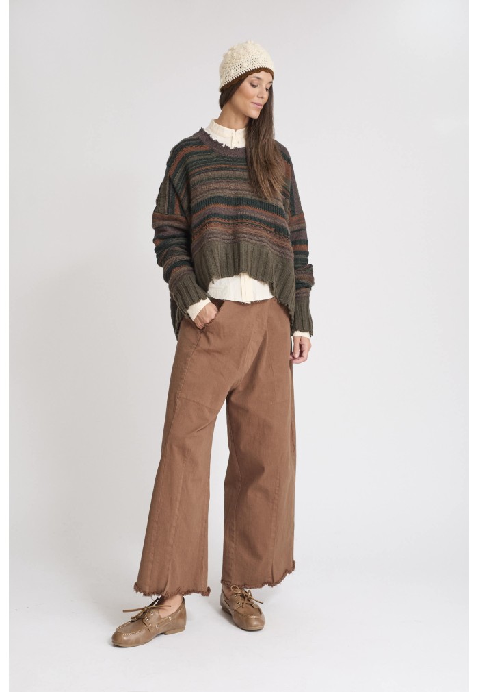 MAXI JERSEY RAYAS MARRONES KAKI