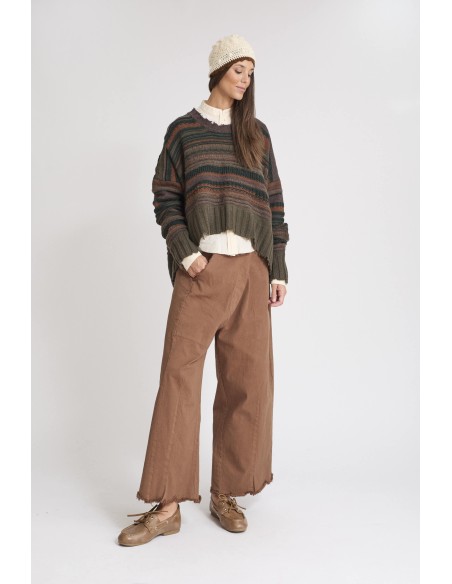 MAXI JERSEY RAYAS MARRONES KAKI