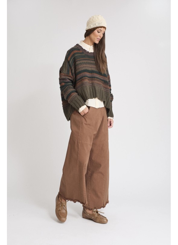 MAXI JERSEY RAYAS MARRONES KAKI