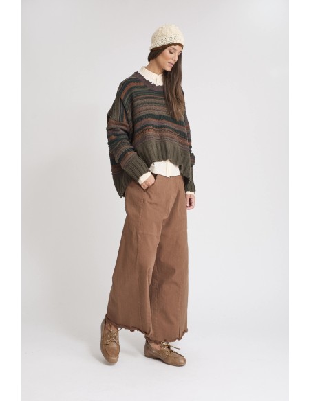 MAXI JERSEY RAYAS MARRONES KAKI