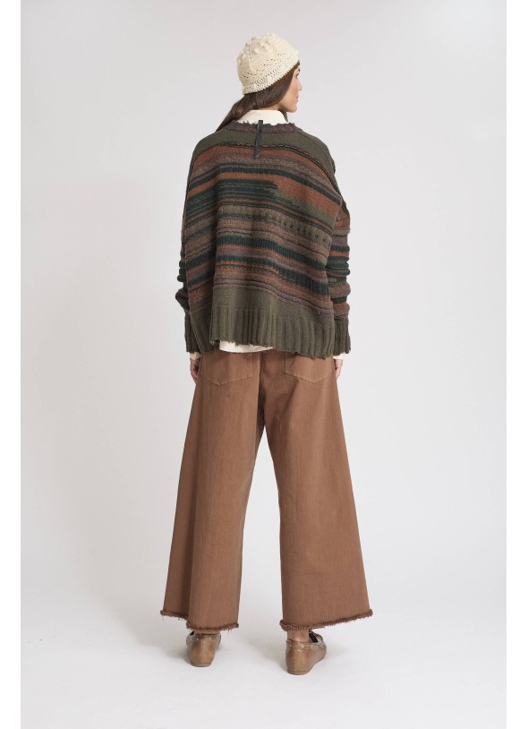 MAXI JERSEY RAYAS MARRONES KAKI