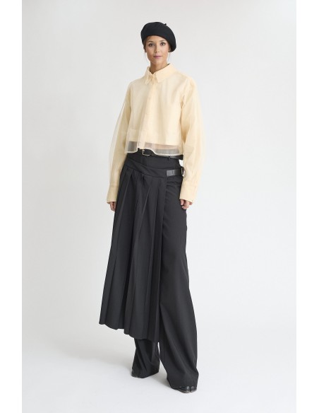 PANTALON CON SOBREFALDA NEGRO