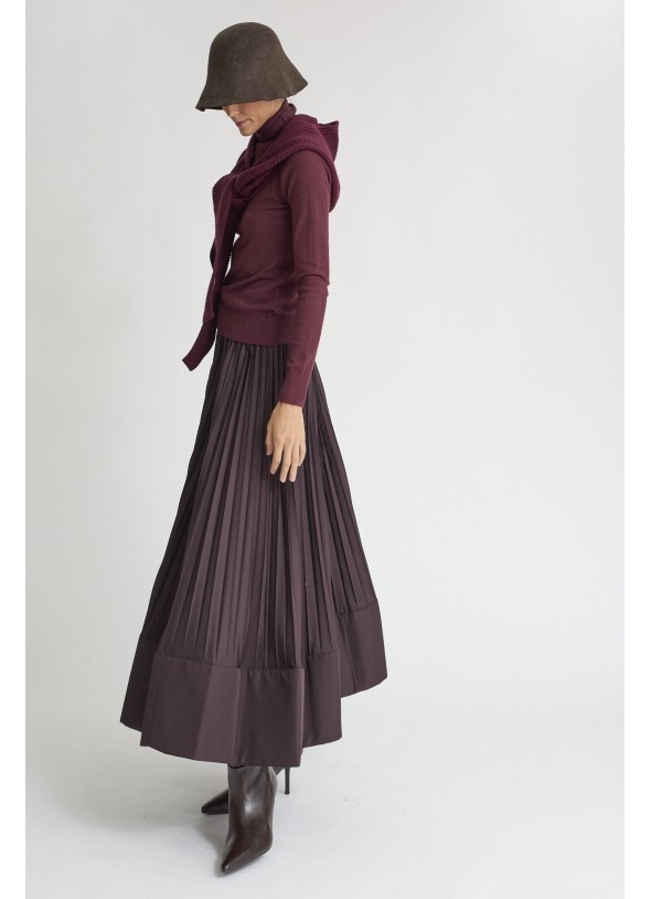 FALDA MARRON PLISADA