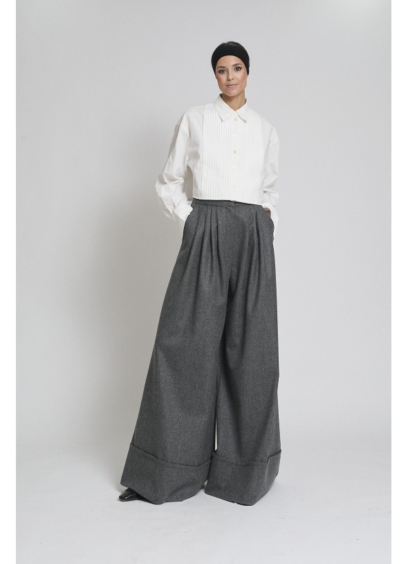 PANTALON SAMURAY LANA GRIS