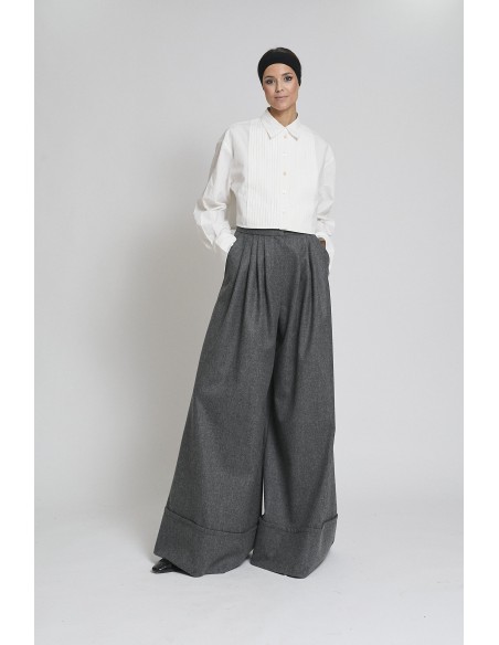 PANTALON SAMURAY LANA GRIS